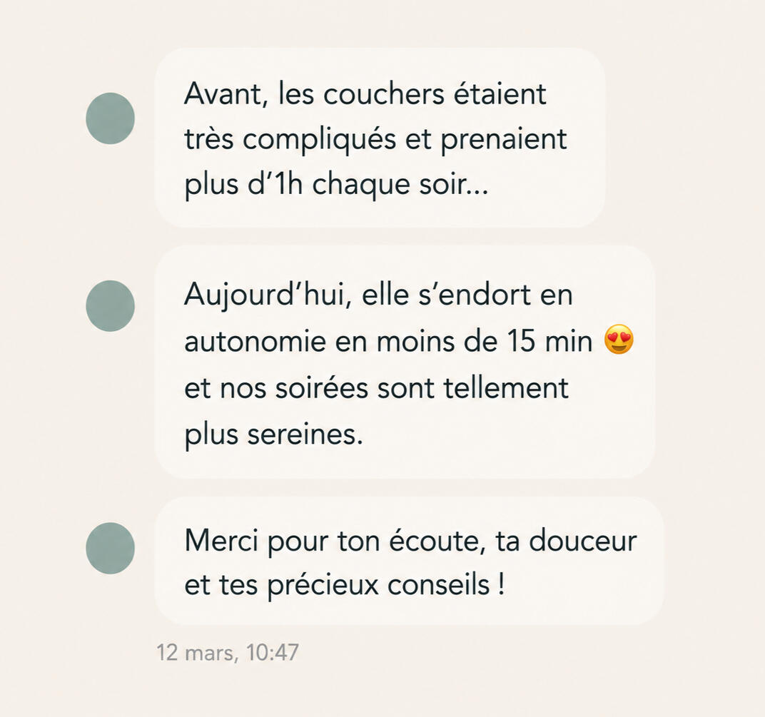 Témoignage d’une maman sur l’amélioration des couchers de son enfant